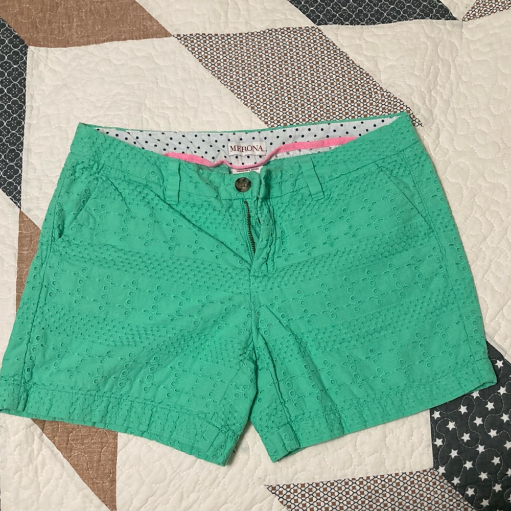 Eyelet cotton shorts